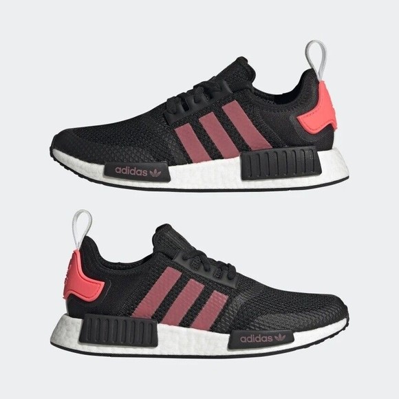 MENS Adidas Originals NMD R1 Boost Shoes Black Signal Pink FV9153 main image 6